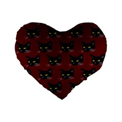 Face Cat Animals Red Standard 16  Premium Heart Shape Cushions