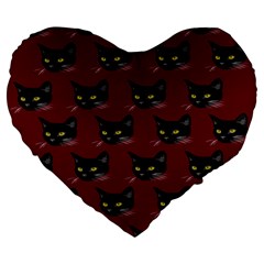 Face Cat Animals Red Large 19  Premium Heart Shape Cushions