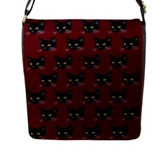 Face Cat Animals Red Flap Messenger Bag (l)  by Mariart