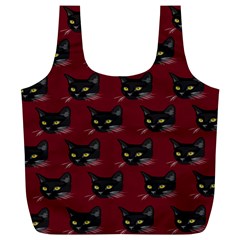 Face Cat Animals Red Full Print Recycle Bags (l) 