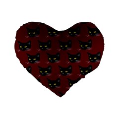 Face Cat Animals Red Standard 16  Premium Flano Heart Shape Cushions