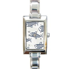 Fish Graphic Flooring Blue Seaworld Swim Water Rectangle Italian Charm Watch by Mariart