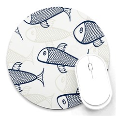 Fish Graphic Flooring Blue Seaworld Swim Water Round Mousepads by Mariart