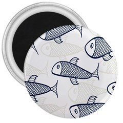 Fish Graphic Flooring Blue Seaworld Swim Water 3  Magnets by Mariart