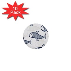 Fish Graphic Flooring Blue Seaworld Swim Water 1  Mini Buttons (10 Pack)  by Mariart