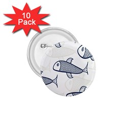 Fish Graphic Flooring Blue Seaworld Swim Water 1 75  Buttons (10 Pack)