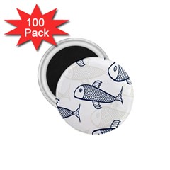 Fish Graphic Flooring Blue Seaworld Swim Water 1 75  Magnets (100 Pack) 