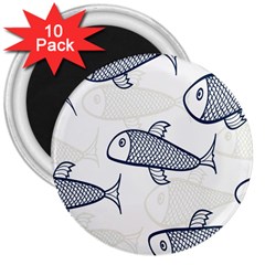 Fish Graphic Flooring Blue Seaworld Swim Water 3  Magnets (10 Pack) 