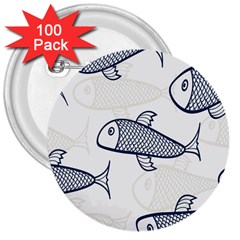 Fish Graphic Flooring Blue Seaworld Swim Water 3  Buttons (100 Pack)  by Mariart