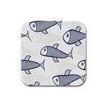 Fish Graphic Flooring Blue Seaworld Swim Water Rubber Square Coaster (4 pack)  Front