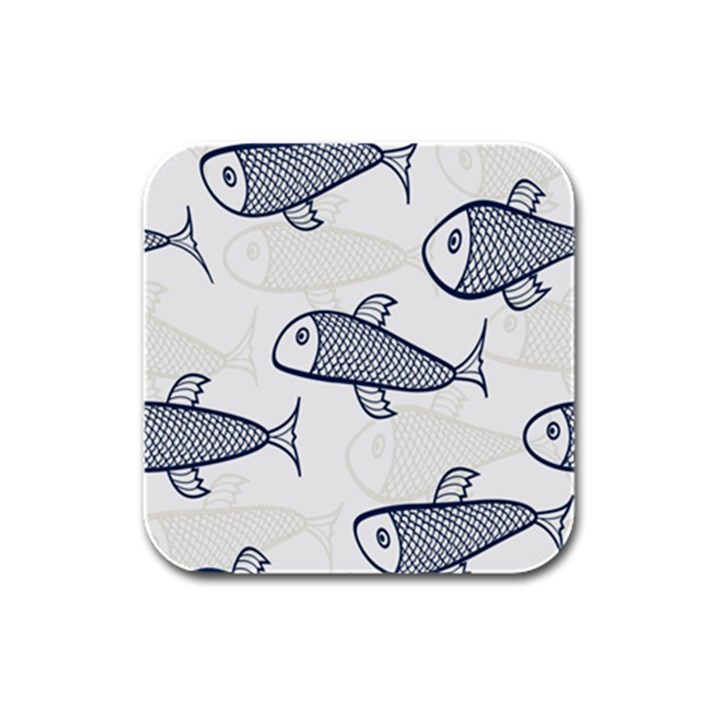 Fish Graphic Flooring Blue Seaworld Swim Water Rubber Square Coaster (4 pack) 