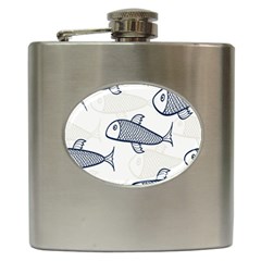 Fish Graphic Flooring Blue Seaworld Swim Water Hip Flask (6 Oz)