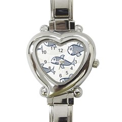 Fish Graphic Flooring Blue Seaworld Swim Water Heart Italian Charm Watch