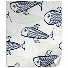 Fish Graphic Flooring Blue Seaworld Swim Water Canvas 8  X 10 