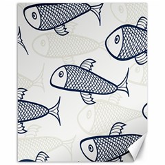 Fish Graphic Flooring Blue Seaworld Swim Water Canvas 16  X 20   by Mariart