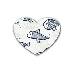 Fish Graphic Flooring Blue Seaworld Swim Water Rubber Coaster (heart)  by Mariart