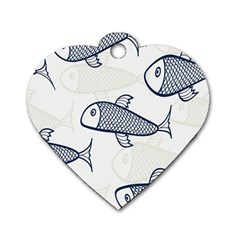 Fish Graphic Flooring Blue Seaworld Swim Water Dog Tag Heart (one Side)