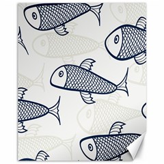 Fish Graphic Flooring Blue Seaworld Swim Water Canvas 11  X 14  