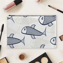 Fish Graphic Flooring Blue Seaworld Swim Water Cosmetic Bag (large)  by Mariart