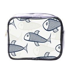 Fish Graphic Flooring Blue Seaworld Swim Water Mini Toiletries Bags