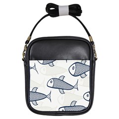 Fish Graphic Flooring Blue Seaworld Swim Water Girls Sling Bags