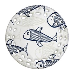 Fish Graphic Flooring Blue Seaworld Swim Water Ornament (round Filigree) by Mariart