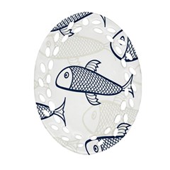 Fish Graphic Flooring Blue Seaworld Swim Water Ornament (oval Filigree) by Mariart