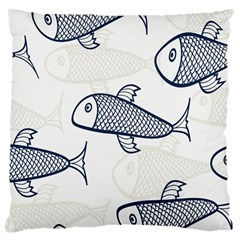 Fish Graphic Flooring Blue Seaworld Swim Water Large Cushion Case (two Sides)