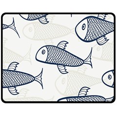 Fish Graphic Flooring Blue Seaworld Swim Water Double Sided Fleece Blanket (medium)  by Mariart