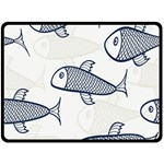 Fish Graphic Flooring Blue Seaworld Swim Water Double Sided Fleece Blanket (Large)  80 x60  Blanket Front