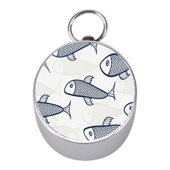 Fish Graphic Flooring Blue Seaworld Swim Water Mini Silver Compasses by Mariart