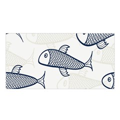 Fish Graphic Flooring Blue Seaworld Swim Water Satin Shawl