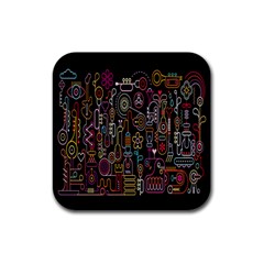 Features Illustration Rubber Square Coaster (4 Pack) 