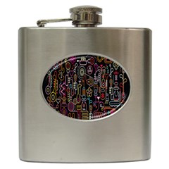 Features Illustration Hip Flask (6 Oz)