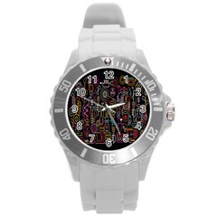 Features Illustration Round Plastic Sport Watch (l) by Mariart