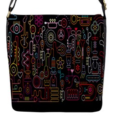 Features Illustration Flap Messenger Bag (s)