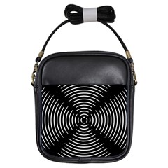 Gold Wave Seamless Pattern Black Hole Girls Sling Bags