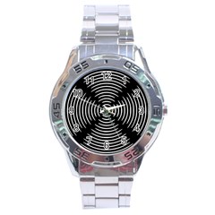 Gold Wave Seamless Pattern Black Hole Stainless Steel Analogue Watch