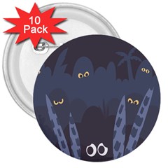 Ghost Halloween Eye Night Sinister 3  Buttons (10 Pack) 