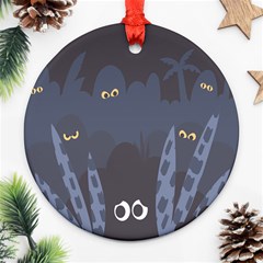 Ghost Halloween Eye Night Sinister Round Ornament (two Sides)