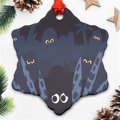 Ghost Halloween Eye Night Sinister Snowflake Ornament (two Sides) by Mariart