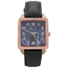 Ghost Halloween Eye Night Sinister Rose Gold Leather Watch 