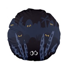 Ghost Halloween Eye Night Sinister Standard 15  Premium Flano Round Cushions by Mariart