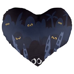 Ghost Halloween Eye Night Sinister Large 19  Premium Flano Heart Shape Cushions