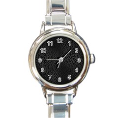 Gray Plaid Black Round Italian Charm Watch by Mariart