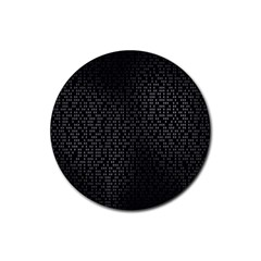 Gray Plaid Black Rubber Coaster (round) 