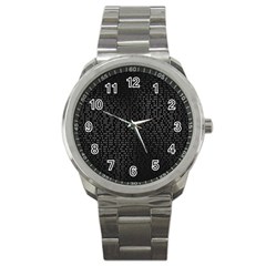 Gray Plaid Black Sport Metal Watch