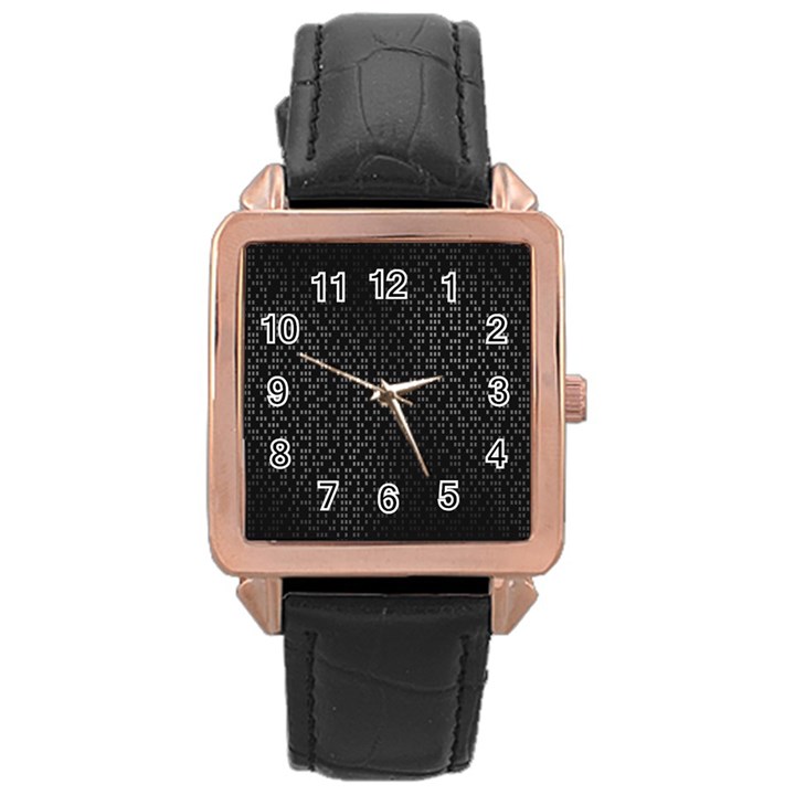 Gray Plaid Black Rose Gold Leather Watch 