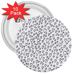 Heart Doddle 3  Buttons (10 Pack)  by Mariart