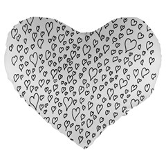 Heart Doddle Large 19  Premium Flano Heart Shape Cushions